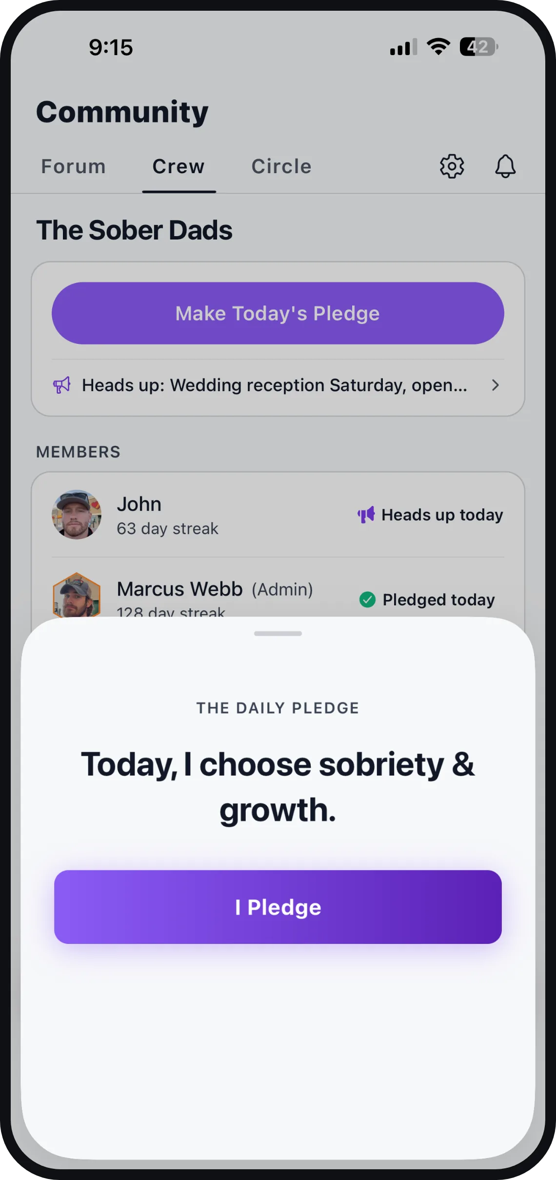 The daily pledge screen in Door 24