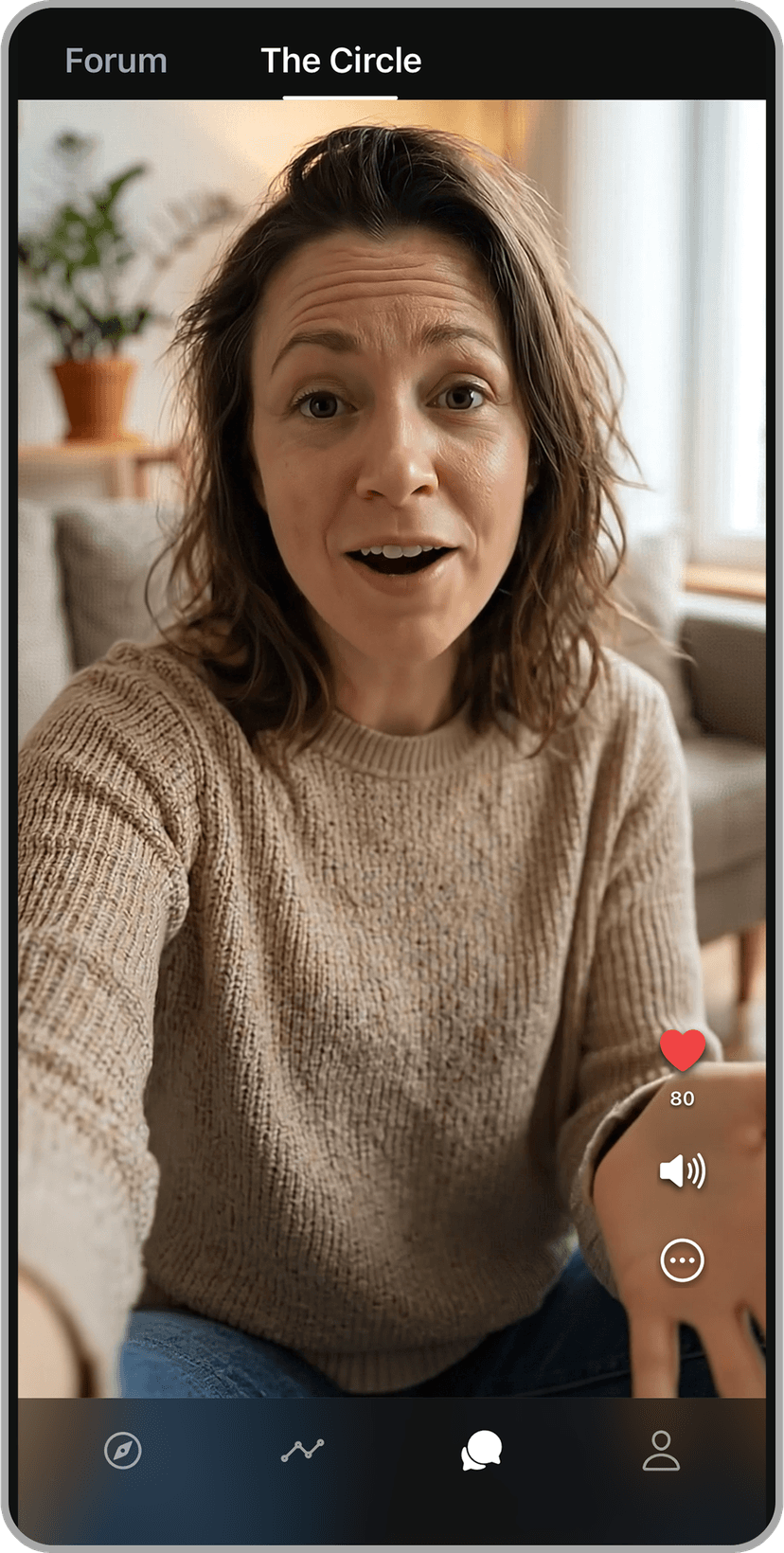 The Circle social feed in Door 24 where users share breakthroughs and learn from each other's journeys